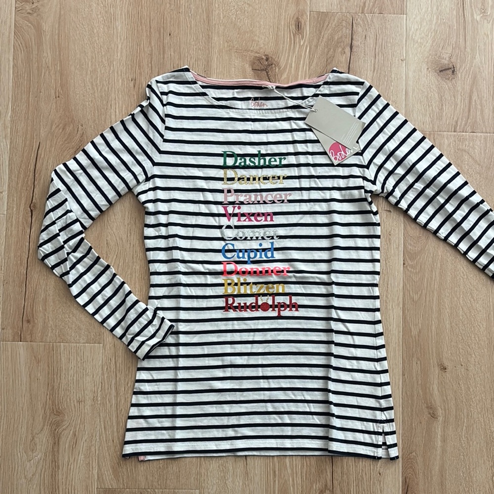 Boden Christmas Striped Shirt
